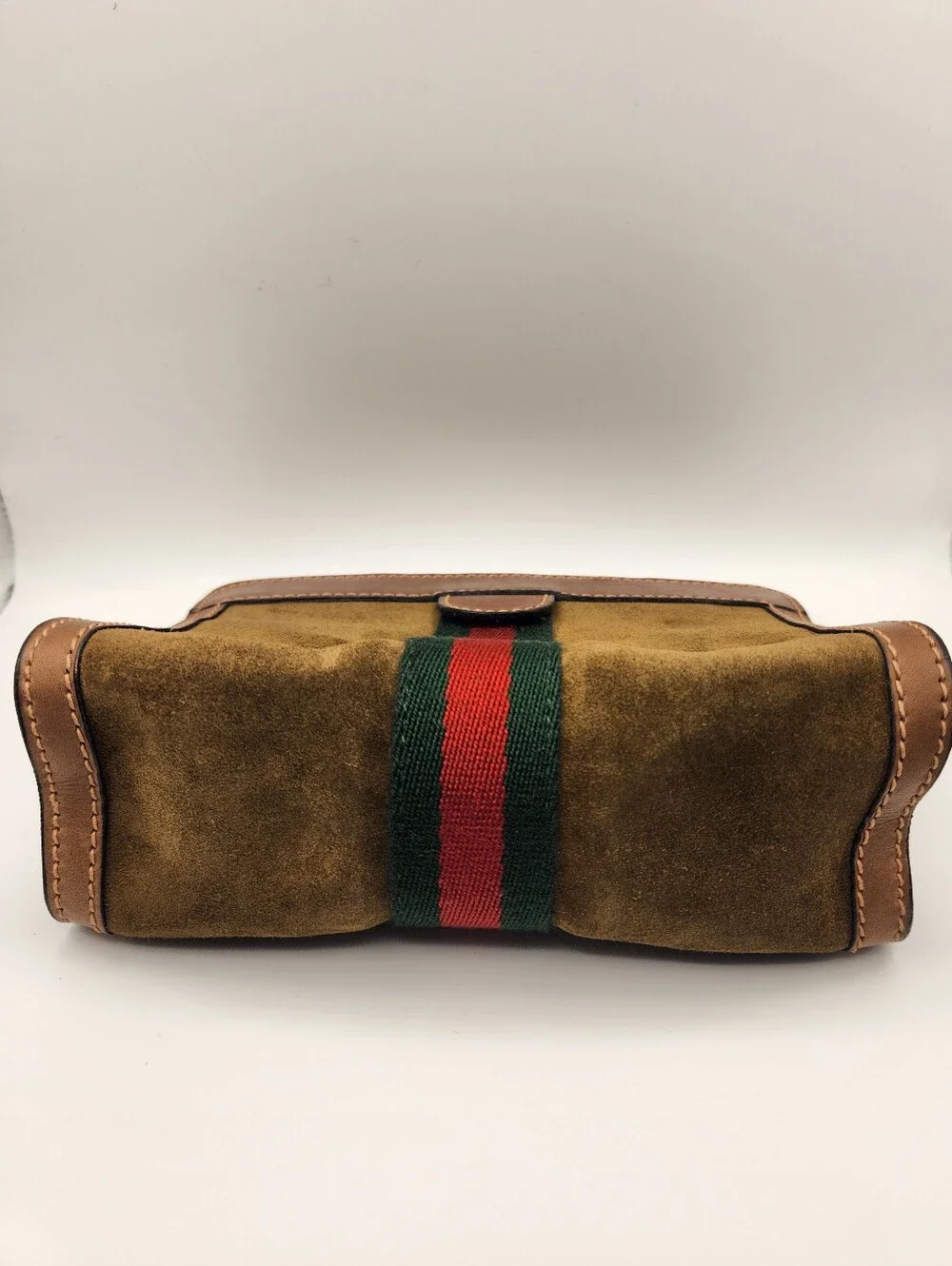 Vintage Gucci Sherry Line Velcro Suede Clutch